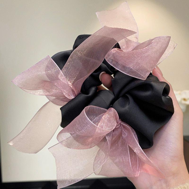 Korean Elegant Bow Mesh Scrunchie: 2026 High-End Ponytail Bun Hair Tie