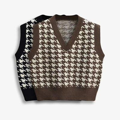 2021 Autumn New Sweater Vest Women's Loose Knitted Vest Women's Top Sleeveless V Neck