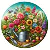 Vintage Floral Metal Sign Round Wall Art for Home Garden Indoor Outdoor Decor