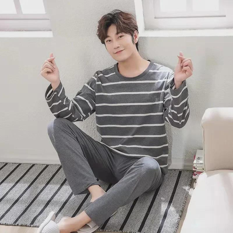 Men's Long-Sleeve Autumn/Winter Pajama Set – Teens & Students