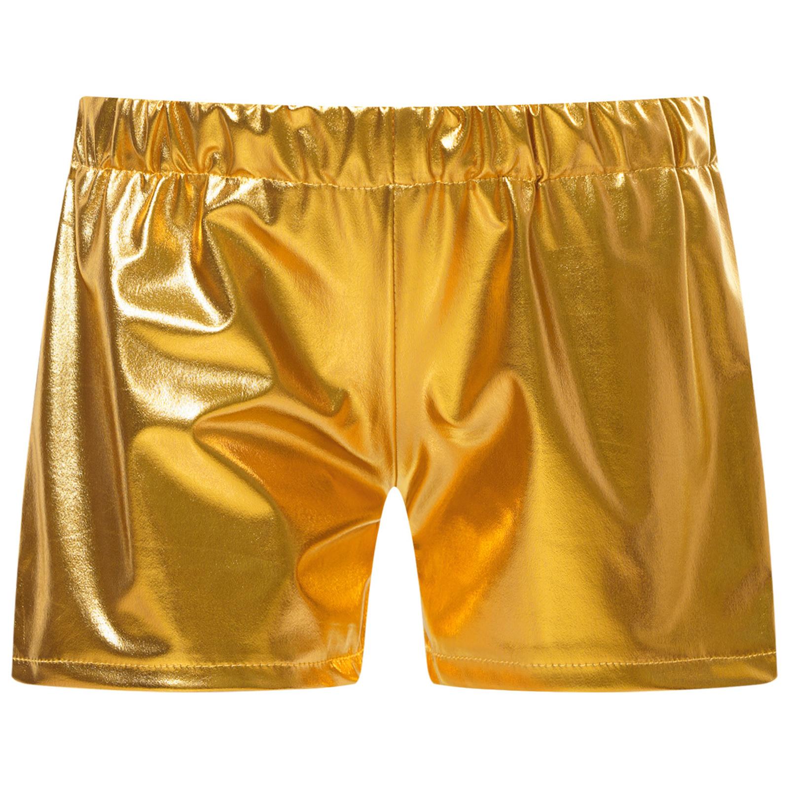 

Girls Metallic Dance Shorts Elastic Waistband Sparkly Design Stage Performance Costume Bottoms 13-14 Years золотий