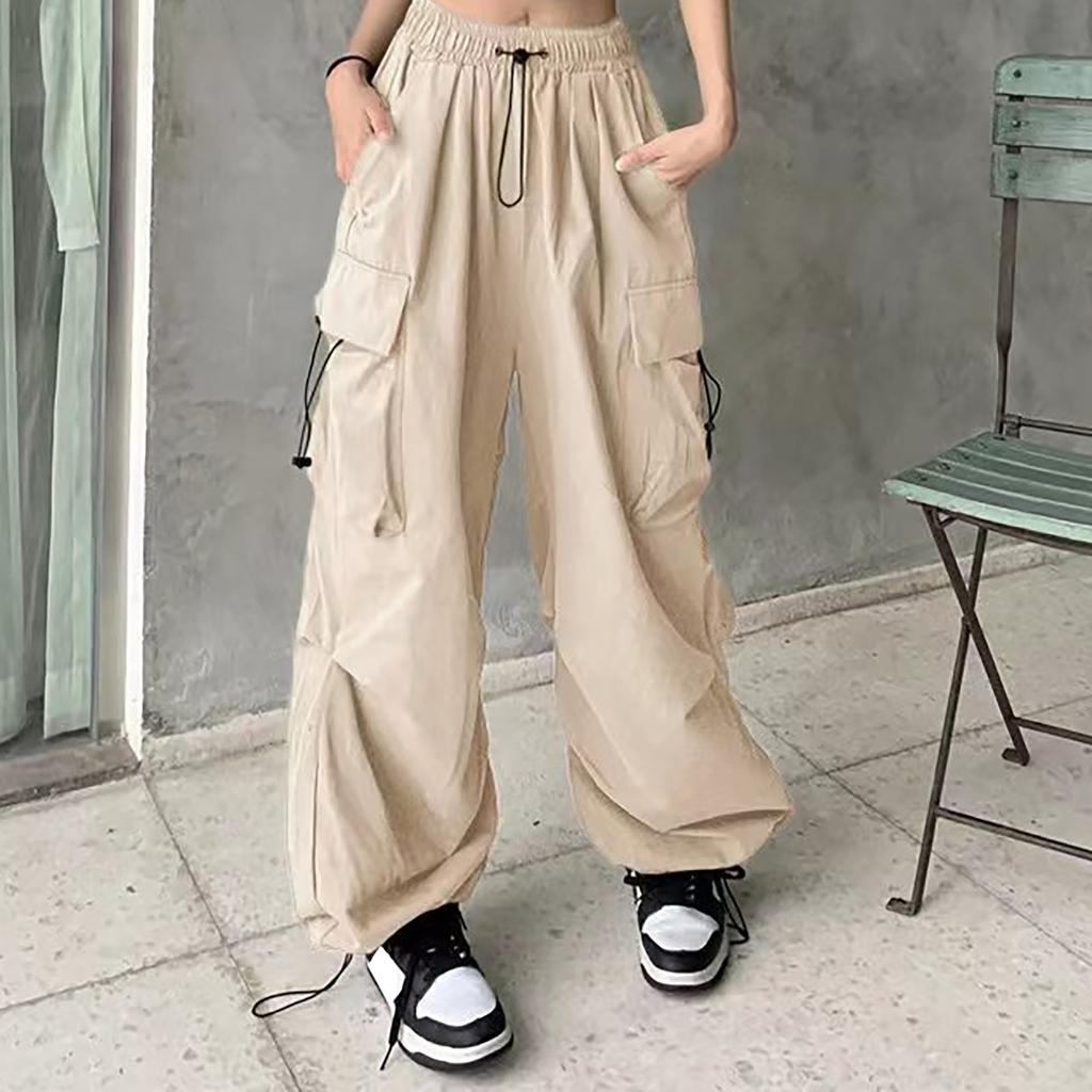 

Женские весенние брюки больших размеров, осенние, на все времена года, тонкие, однотонные, прямые, широкие, с большими карманами, повседневные, в стиле ретро, универсальные, рабочие брюки XS