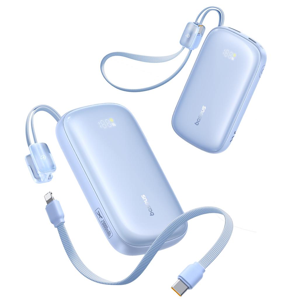 Powerbank 20000mAh 22,5W mit Display Kabel EnerFill FC21 Qpow 3 Ultra - blau