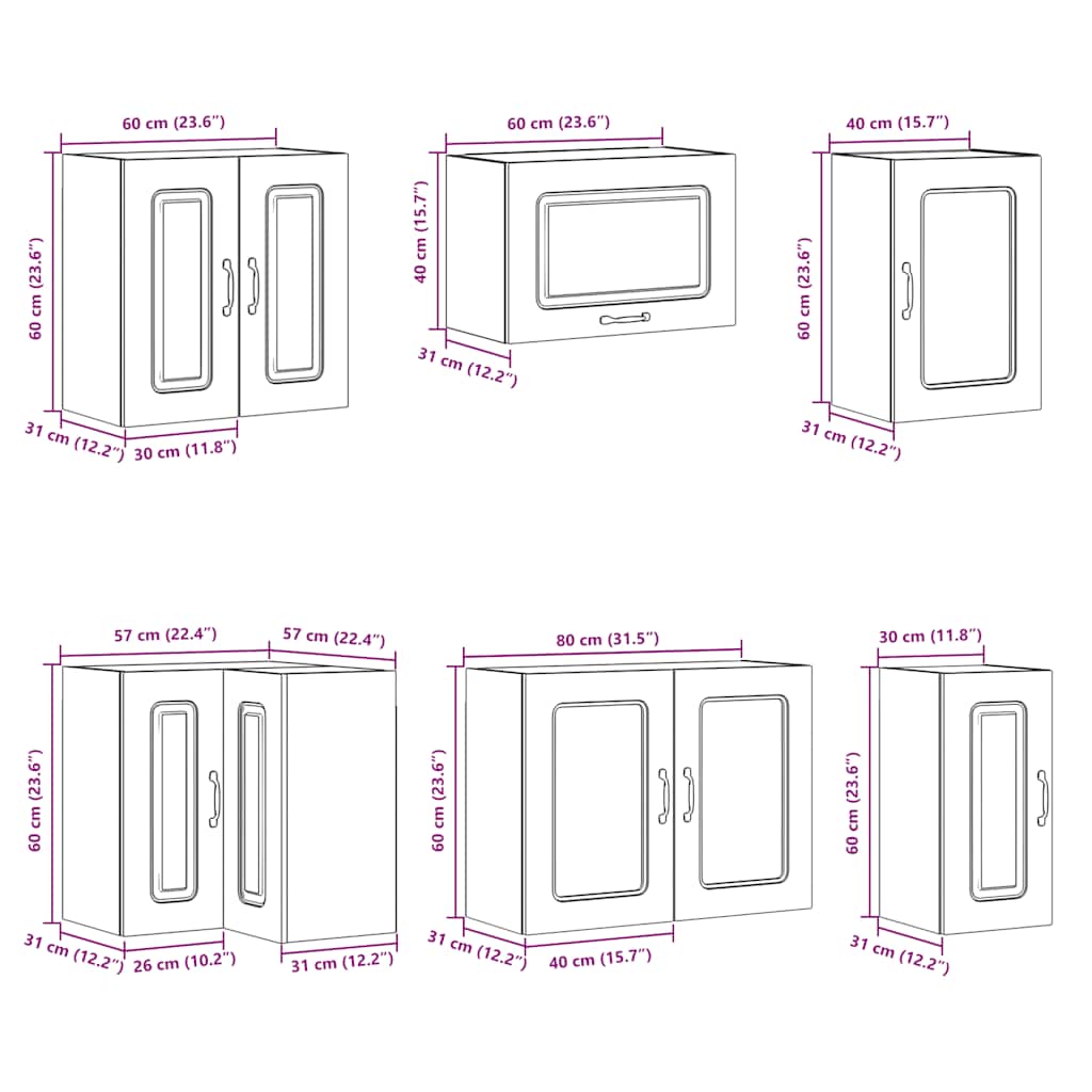 11 Piece Kitchen Cabinet Set Kalmar White Wood Based Panel