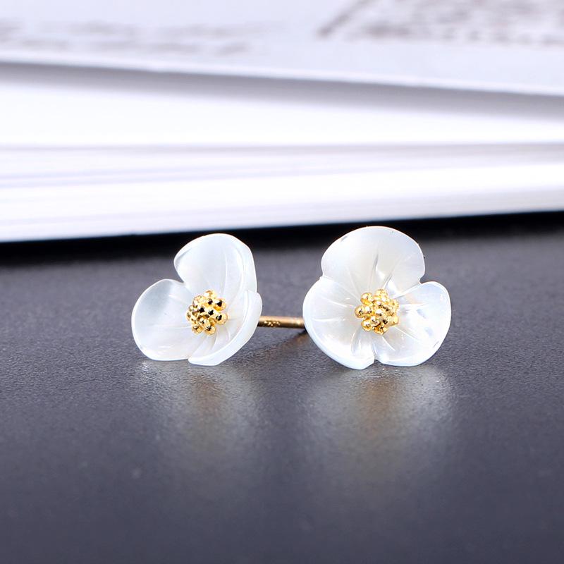 925 Sterling Silber Muschel Blume Perle Stecker- & Hängeohrringe - Schlichter, eleganter Schmuck für Frauen