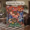 Butterflies Flowers Garden 14 Theme Throw Blanket Custom Name Text Personalized Blanket Soft Cozy Blanket for Home Sofa Bed