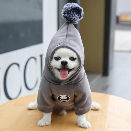 Pet Hoodie Pom Pom Keep Warmth Skin-friendly Thickened Dogs Hooded Sweatshirt for Winter