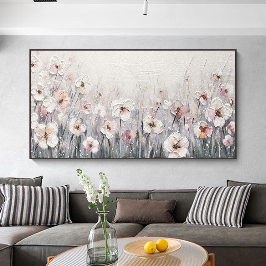 Poster Floreale Su Tela 30x40 Cm - Fiori Rosa In Vaso, Pittura Ad Olio, Decorazione Murale Senza Cornice Per Camera Da Letto E Soggiorno