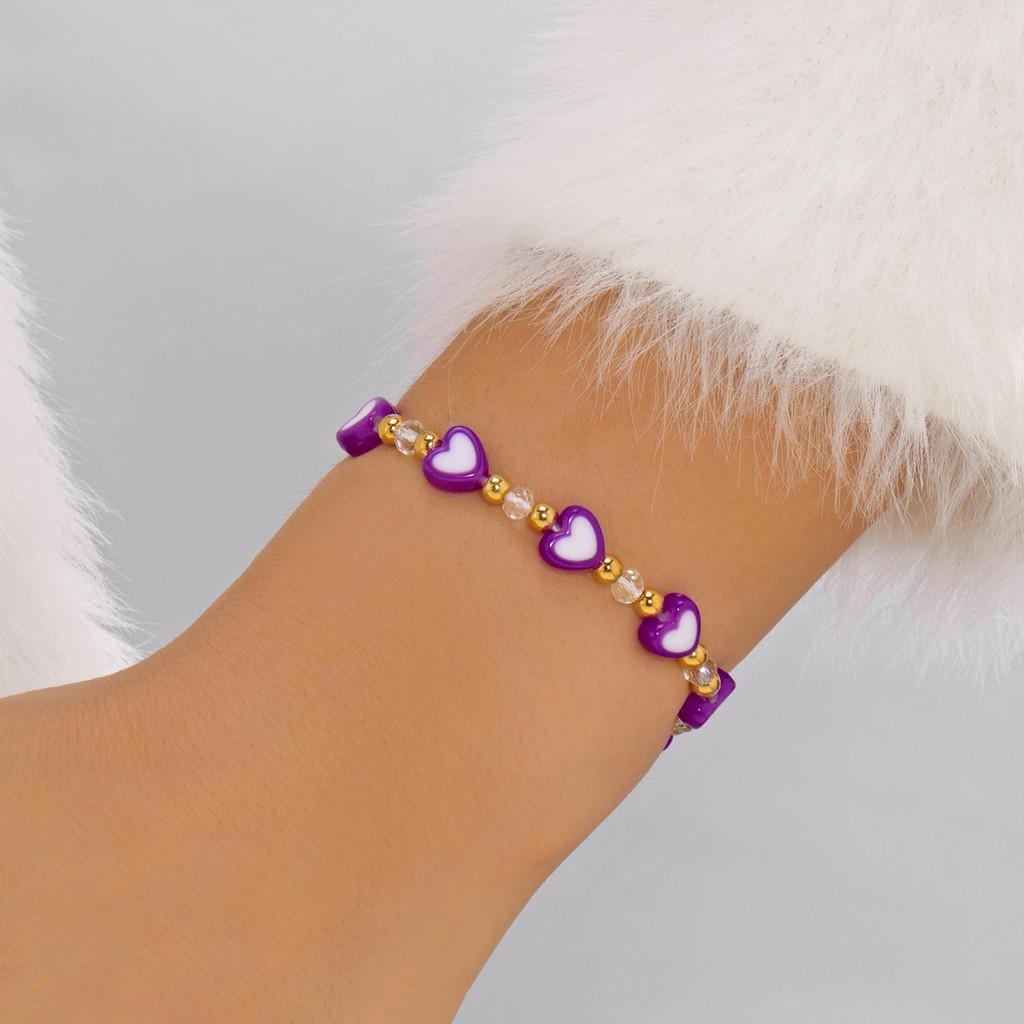 Romantic Heart Shape Polymer Clay Hand Chain With Colorful Design For Valentines Day