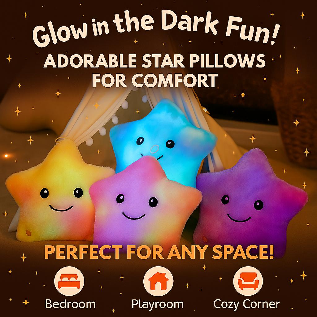 Wholesale Colorful Glow Plush Star Pillow Cute Stuffed Toy Doll for Youth and Kids