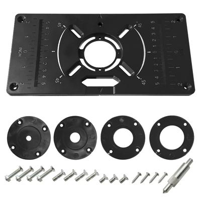 Vkládací deska frézovacího stolu Hliníkový ořezávací stroj Gravírovací překlápěcí deska se 4 kroužky pro opracování dřeva