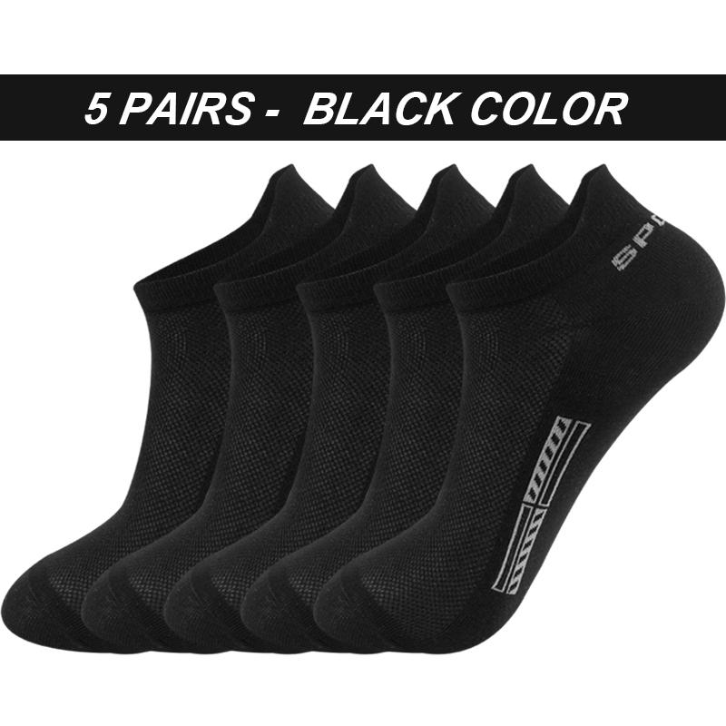 5 Paar Herrensocken aus Bio-Baumwolle, Sommer-Mesh-Knöchel, atmungsaktiv, Sportsocke, sportlich, dünn, kurz, Sokken, Übergröße, EU 38–48