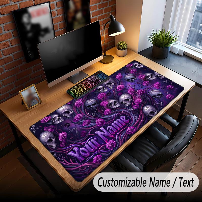 Skull Gothic Theme Custom Mouse Pad Personalized With Name Text Customized Desk Mat For Office Home Decor