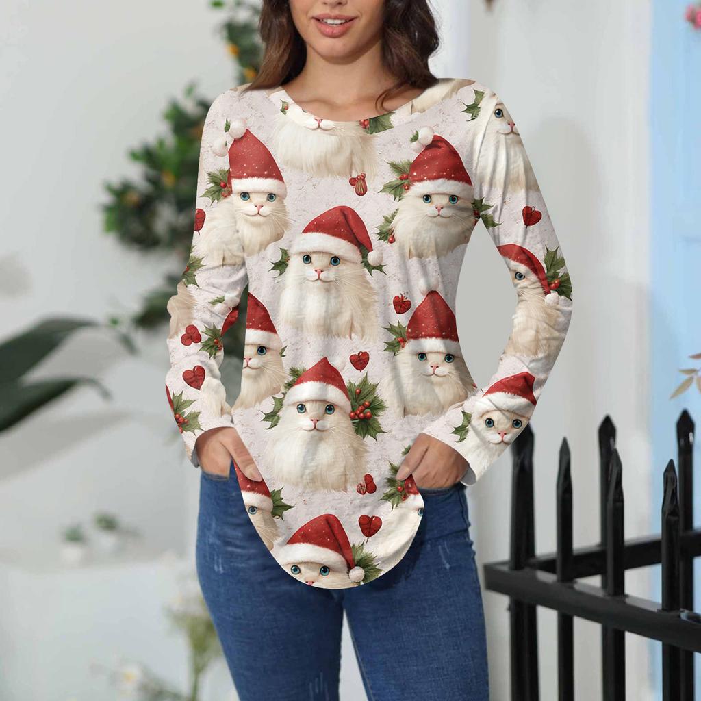 T-skjorter For kvinner Høst Uformelle Langermede skjorter Genser Vintage grafisk trykk Topp Genser Valentinsdag