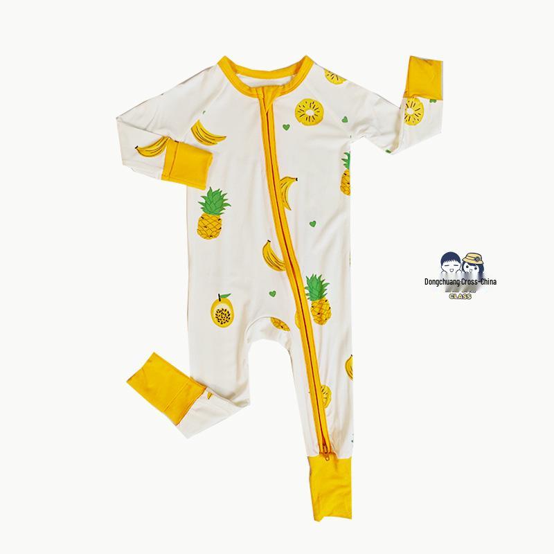 Bamboo Fiber Baby Romper with All-Over Print - Long Sleeve Onesie