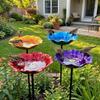 Handmade Metal Garden Bird Feeder Flower Shape Outdoor Bird Bath Bird Bath Stake  Garden Patio