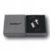 Men's Black Leather Bracelet Braided Silver Cross Surgical Steel