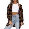 Autumn Winter Women's Plaid Shirt, Lapel Long Sleeve Loose Casual Blouse, European American Style Fashion Top