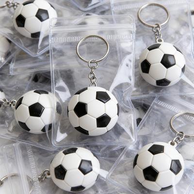 1-20pcs White Soccer Keychains Mini Soccer Stress Ball Keychains Sports Ball Keychains School Carnival Reward for Kids