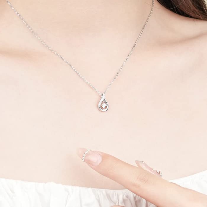 Dangling Teardrop Popular for 925 Platinum Coating [gulamu Jewelry] Necklace, Shape, Women, Hypoallergenic, Silver,
