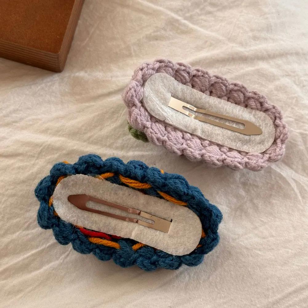 Sweet Cute Women Universal Wool Crochet Cartoon Fruit Hair Clip Winter Bangs Side Broken Hair Clip Festival Gifts Hair Accessory