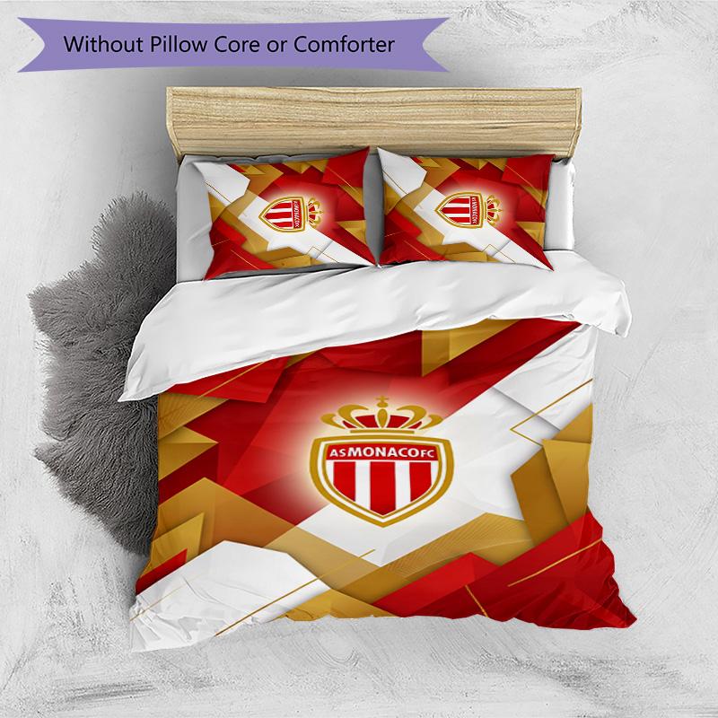 Monaco FC Printed 3PCS Bedding Set Breathable Duvet Cover with Pillowcases Decorative Bed Linen for Bedroom Home