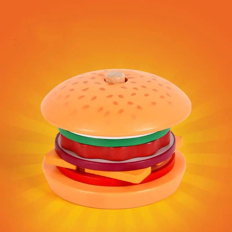 Wooden Kitchen Toy Hamburger Sandwich Simulation Food Making Set Toys Children's Wooden Stacked Food Toy