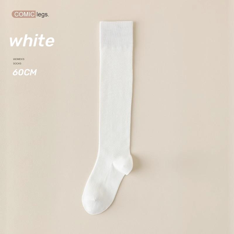 

1 Pair High-Quality Women S Long Tube Socks Summer Cool Mid Calf Socks Solid Color Black/White/Gray Knee Socks Stockings Women # 60CM