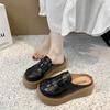 2025 New Thick-soled Heightening Half-slippers Women's Summer Outer Wear Hollowed-out One-pedal Roman Bag Head Sandals Woven Slippers