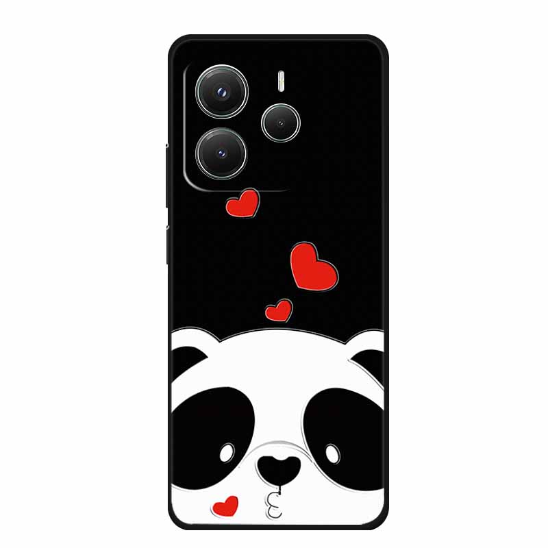 3D Emboss Case For Xiaomi Redmi Note 14 Phone Case Flowers Black Silicone Soft Back Cover Coque For Redmi Note 14 5G Global Case