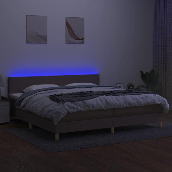 Maison Exclusive - Sommier à lattes de lit et matelas et LED Taupe 200x200cm Tissu