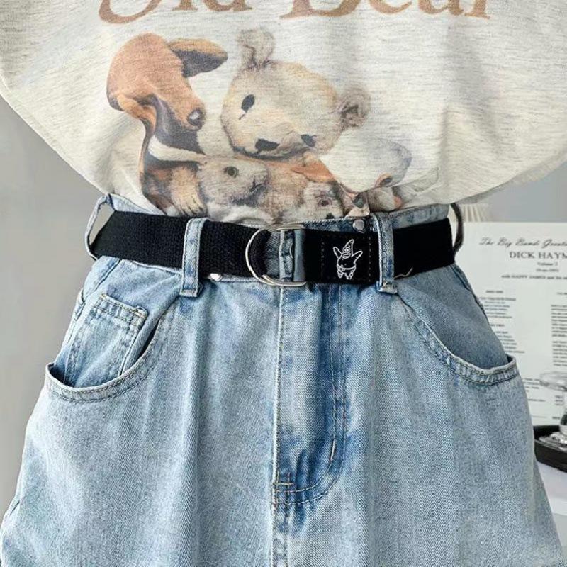 Chic Casual Wide Pants Belt With Double Ring Buckle For Students Perfect For Wear Everyday