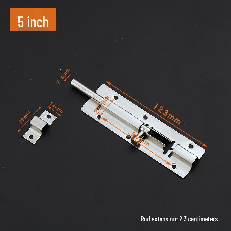 Stainless Steel Surface-Mounted Door Bolt - Anti-theft, Available in 3, 4, 5, 6, 8 inches - For Doors & Windows