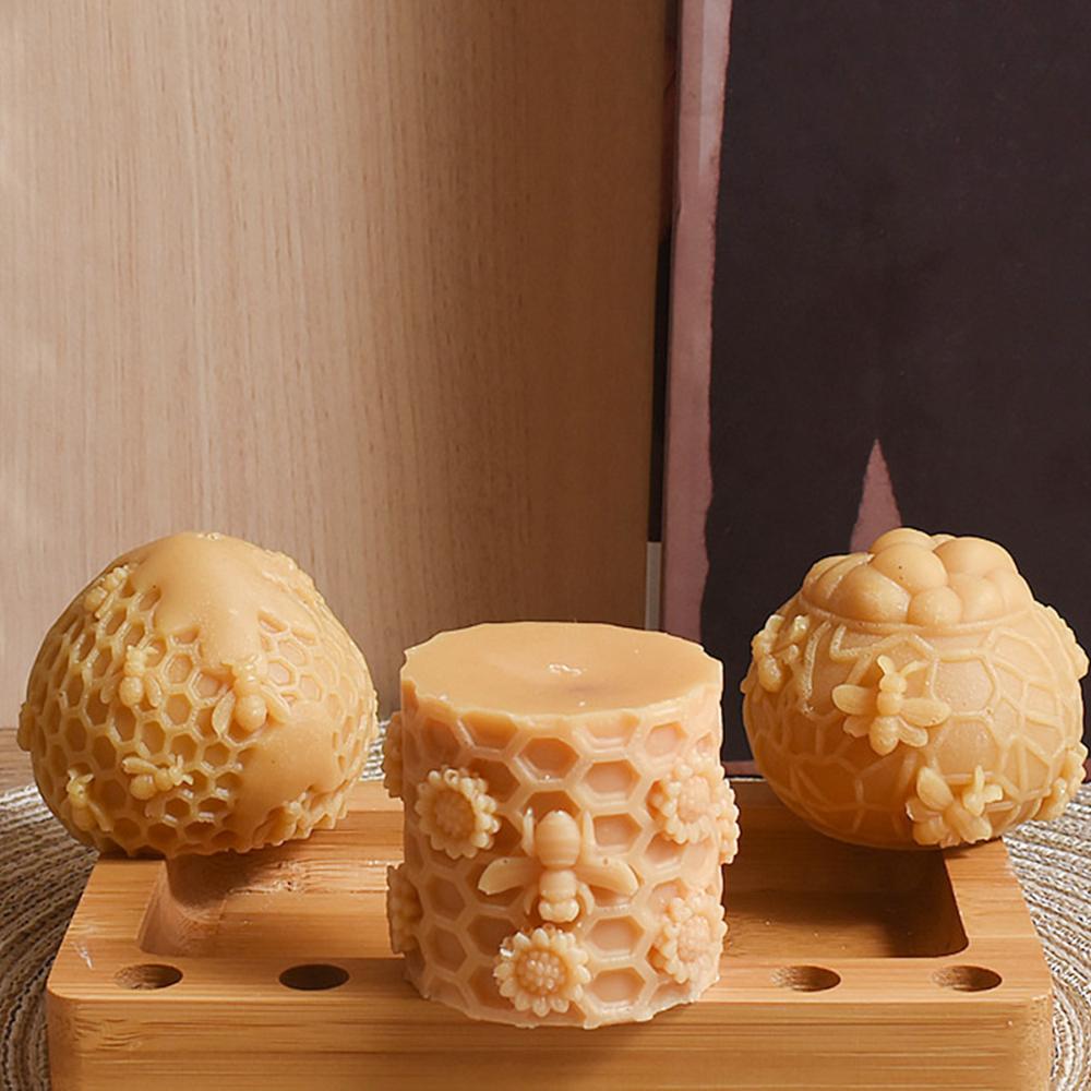 Honeycomb Silicon Candle Mold Relief Flower Bees Gypsum Resin Mold Scent Candle Making for Home Party Decor Gifts Craft Supplies