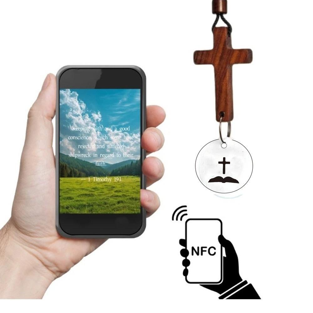 Handgefertigter NFC Bibelkreuz-Anhänger Holzkreuz Auto-Spiegel-Hänger Schmuck Geschenk