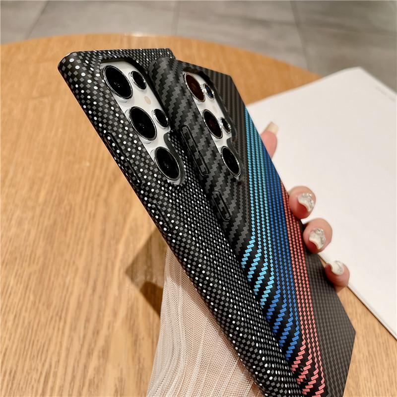 Ultradünne Kohlefasertextur für Magsafe Wireless Charge Case für Samsung S25 S24 S23 S22 Note 20 Ultra 10 Plus Hart-PC-Abdeckung