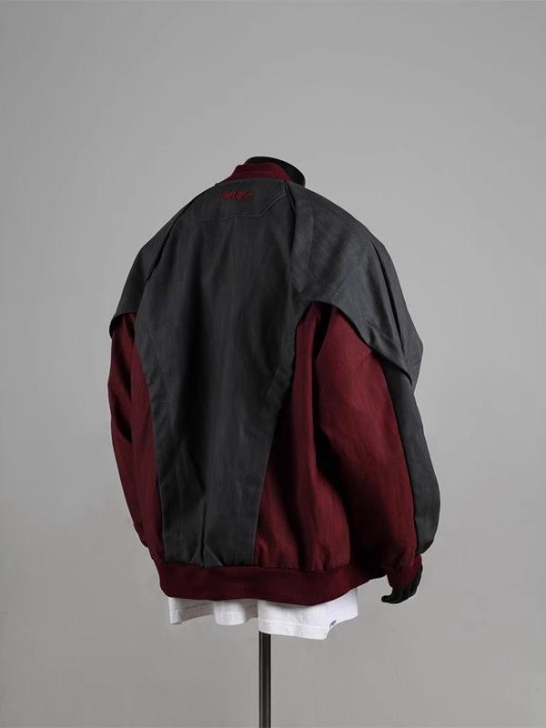 European & American Streetwear Color Block Patchwork PU Leather Baseball Jacket