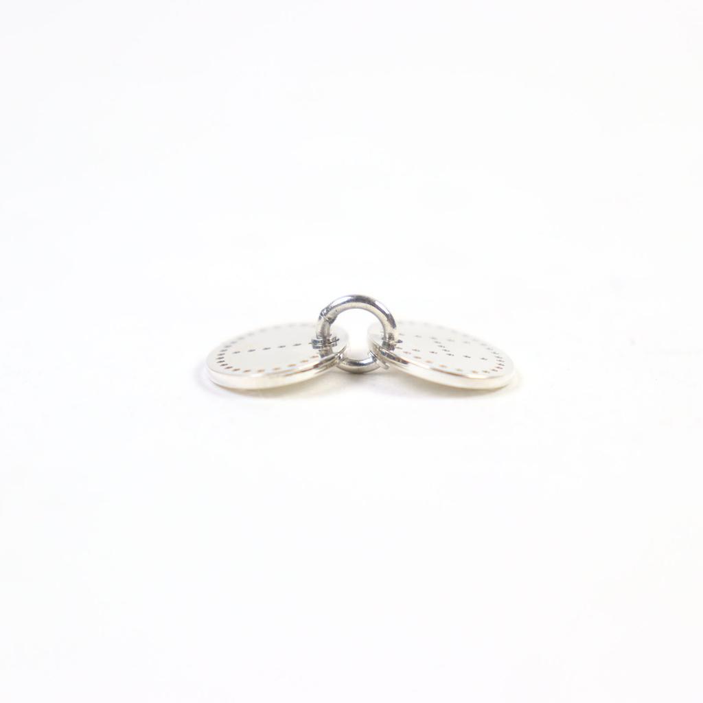 Great HERMES Pendant Top H Logo Motif Punched Oval Silver AG925 Women Used