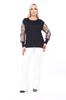 Damen Bluse in großer Größe Schwarz Flexible Übergröße Bluse 18B-2503