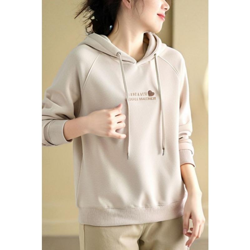 Hooded Sweatshirt Women's Long-sleeved Korean Style Loose Autumn and Winter Style Casual Korean Style Top Jacket