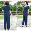 Solid Color Chiffon Suit Summer Office Lady Loose Casual Two-piece Short-sleeved Shirt + Loose Wide-leg Pants Summer