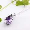 Women's Purple Zircon Teardrop Pendant Chain Choker Necklace Noble Jewelry Gift