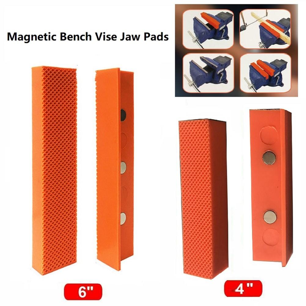 2pcs Bench Vice Jaw Pads 4/5/6 Inch Magnetic Vise Protection Strip Jaw Rubber Metal Vise Bench Machine Drill Press Accessoris