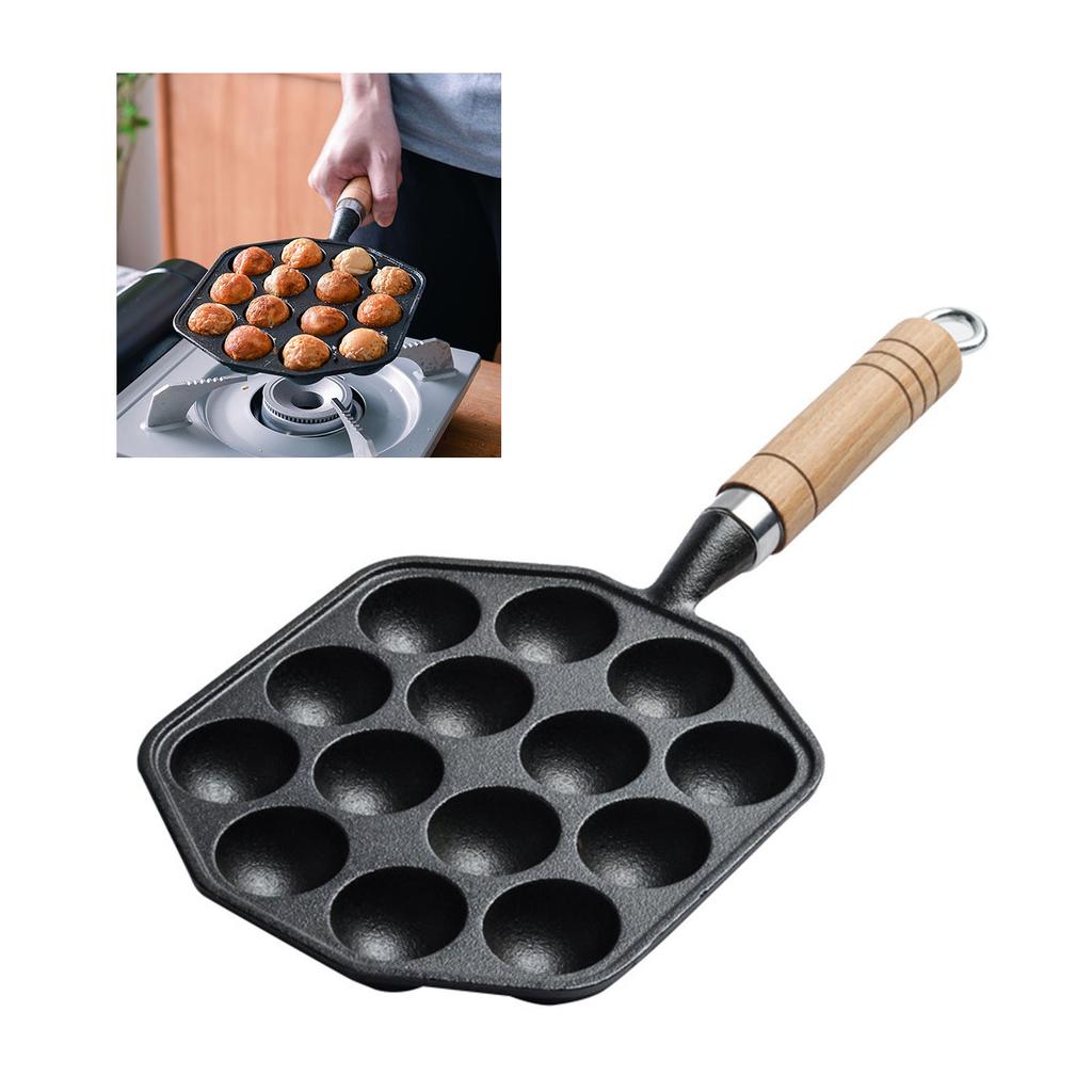 14 Hole Takoyaki Maker Grill Pan Cast Iron Nonstick Octopus Meat Balls Mould Baking Plate for Home