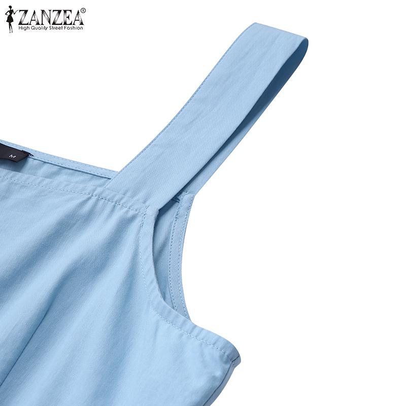 ZANZEA Fashion High Waist Strappy Dress Womens Muslim Fashion Islamic Clothing Sleeveless Long Dress Ramadan Middle East Hijab Dress