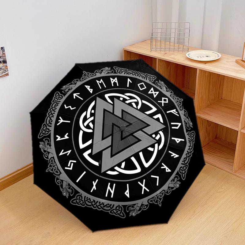 1 st Automatiskt Fällbart Paraply - Yin Yang Svart och Vitt Mönster, Bärbar & Hopfällbar Design med 8 Revben, Julklappar Födelsedagspresenter