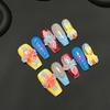 10PCS Colorful Fake Nails with Flower Decor with Zero Pressure On the Nail Bed Design for Working Dating or Partying