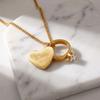Stainless Steel Heart Ring Pendant Necklace Vintage Romantic Heart Necklace  Couple