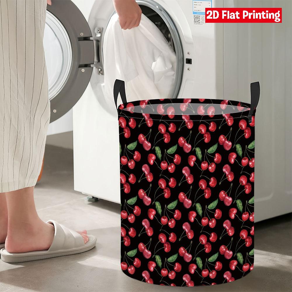 Collapsible Laundry Basket Large Round Waterproof Fabric Hamper Dirty Clothes Storage Bin Toy Organizer with Handles