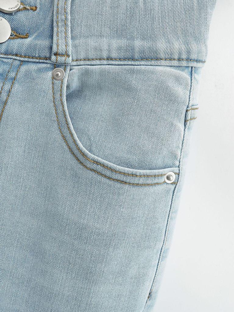 Damen 2024 High Waist Stretch Jeans mit Hüftpads - Doppelt geknöpftes Schlaghosen-Design